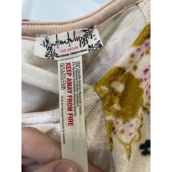 Free People Intimately Babe Bodysuit Size Small Velvet Floral Slouchy Beige Bohe - Picture 5 of 8